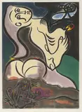 La nourrice des oiseaux by André Masson, 1947, Aquatinte en couleurs sur papier, sold Apr 2022