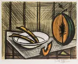 Nature morte au melon et à l'assiette by Bernard Buffet, Lithographie en couleurs sur papier, sold Apr 2022