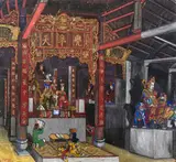 Temple de Hanoï by Suzanne Bonnal de Noreuil, 1927, Gouache sur carton signée en bas à gauche avec idéogrammes, sold Oct 2021