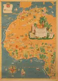 Afrique du Nord à Union Française. Crédit Lyonnais - Fondé en 1863 by Lucien Boucher, Affiche éditée en lithographie, vers, sold Jun 2021