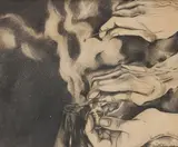 Les mains chinoises by Marcel Pottier, Crayon sur papier encadré, sold Jun 2021