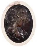 Bas-relief ovale représentant Diane de profil by Louis-Alexandre Bottée, Bronze à patine brune monté sur marbre, sold Mar 2021