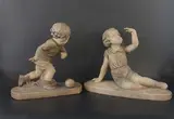 Garçon jouant au ballon et Jeune fille assise by Bohumil Rezl, Terre cuite, sold Apr 2026