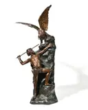 Dénicheur d'aigles by Théophile François Somme, 1899, Bronze à double patine, sold Apr 2026