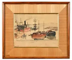 Collection Jacques Thalheimer Bateaux sur la Seine à Rouen by Maurice Asselin, Aquarelle et encre de Chine sur papier, sold Mar 2026