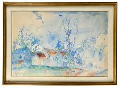Collection Jacques Thalheimer Village en bleu by Jean Commère, 1960, Aquarelle et gouache sur papier, sold Mar 2026