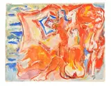 Figures rouges by Édouard Pignon, Gouache sur papier, sold Mar 2026