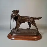 Epagneul au faisan by Jules Moignez, Bronze à patine brune, sold Mar 2026