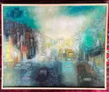 Voitures aux Champs-Elysées by Gaëtan de Rosnay, Toile signée en bas à gauche et titrée au dos, sold Mar 2026