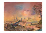 Couchés de soleil by Raffy le Persan, Pastel et gouache H_24 cm L_31,5 cm H_20 cm L_20 cm, sold Jul 2000
