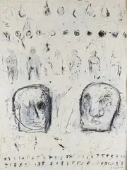 Sans titre by Philippe Cognée, 1989, Huile, crayon et fusain sur papier, sold Feb 2022