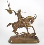 Jeanne d'Arc ayant rempli sa mission offre son étendard à Dieu by Arthur Marie du Passage, Bronze à patine brune, sold Mar 2026