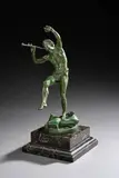 Le Faune dansant by Eugène-Louis Lequesne, Épreuve en bronze à patine verte reposant sur un socle en marbre, sold Mar 2026