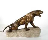 Tigre à l'affût by Thomas François Cartier, Bronze à patine mordorée sur socle en pierre, sold Mar 2026