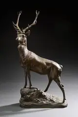 Cerf debout by Maximilien Louis Fiot, Bronze à patine brune (petits accidents à la patine), sold Mar 2026