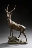 Cerf debout by Maximilien Louis Fiot, Bronze à patine brune (petits accidents à la patine), sold Mar 2026
