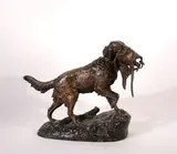 Épagneul et faisan by Emile Désiré Lienard, Bronze à patine brune, sold Mar 2026