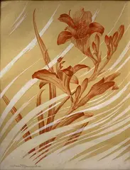 Lys by Jean Rouppert, Gouache sur papier beige signée en bas à droite, sold Feb 2026