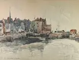 La lieutenance à Honfleur by Fernand Herbo, Aquarelle signée en bas à droite, sold Jul 2025