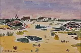 Paysage de Camargue by Yves Brayer, Aquarelle et gouache signée en bas à gauche, sold Jul 2025
