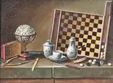 dit LELONG Nature-morte à l'échiquier by Johann Rudolf Feyerabend, Gouache signée en bas à droite, sold Apr 2025