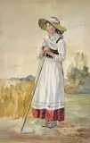 Femme à la houe by Charles Spindler, 1906, Aquarelle signée, sold Apr 2025