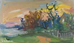 Bords de la Loire by Vasyl Khmeluk, Gouache sur papier signé en bas à gauche, sold Apr 2025