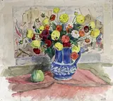 Bouquet de fleurs et pomme by Paul Vera, Aquarelle signée vers le bas à droite, sold Apr 2025