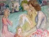 Femmes au parc by Max Wulfart, Aquarelle signée en bas à droite, sold Apr 2025