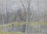 La mare aux bouleaux by Bernard Gantner, 1972, Aquarelle signée et datée en bas à droite, sold Apr 2025
