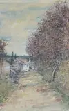 Vers le village by Bernard Gantner, 1988, Aquarelle signée et datée en bas à droite, sold Apr 2025