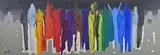 Personnages en couleurs by Raymond Moretti, 1961, Gouache sur papier signé et daté en bas à gauche, sold Apr 2025