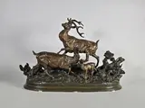 Famille de cerfs by Paul Edouard Delabrierre, Epreuve en bronze à patine brun doré nuancé, sold Apr 2025