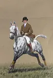 Cavalière de face by Francisque Rebour, Gouache signée en bas à droite, sold Feb 2025