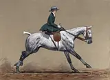 Cavalière by Francisque Rebour, Gouache signée en bas à droite, sold Feb 2025