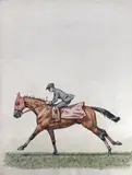 Cavalier à l'entrainement by Francisque Rebour, Gouache signée en bas à droite, sold Feb 2025