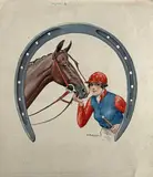 Femme et cheval by Francisque Rebour, Gouache signée en bas à droite, sold Feb 2025