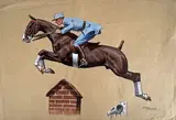 Saut d'obstacle by Francisque Rebour, Gouache signée en bas à droite, sold Feb 2025