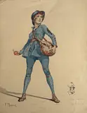 Eve grenadière, qui le recevras ? by Francisque Rebour, Gouache signée en bas à gauche, sold Feb 2025