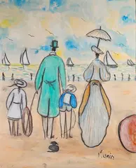 Scène de plage animée by Henry Saint Clair, Aquarelle signée en bas à droite, sold Feb 2025
