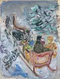 La troïka by Constantin Andréevitch Terechkovitch, Aquarelle et gouache sur papier signé en bas à droite, sold Feb 2025