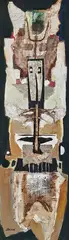 Masque by Raymond Preaux, Collage et gouache signé en bas à gauche, sold Feb 2025