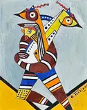 Sujet zoomorphe by Georges Terzian, Gouache sur papier fort signé en bas à droite, sold Feb 2025