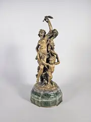 La Danse et la Musique by Jean-Baptiste Germain, Epreuve en bronze à patine vieil or, sold Feb 2025