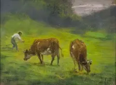 Le pré by Constant Troyon, Pastel monogrammé en bas à gauche, sold Dec 2024