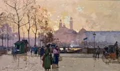 Paris, l'ancien Trocadéro by Eugène Galien-Laloue, Gouache signée en bas à gauche, sold Dec 2024