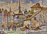 Honfleur, la lieutenance by Henri de Saint-Delis, Aquarelle signée en bas à droite, sold Dec 2024