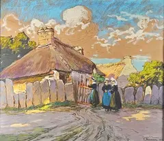 Environs de Concarneau by Henri Alphonse Barnoin, 1919, Pastel signé, sold Dec 2024