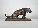 Basset assis by Antoine-Louis Barye, Epreuve en bronze à patine brun nuancé, sold Dec 2024