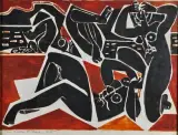 Les baigneuses by Georges Dayez, Encre de Chine et gouache signée en bas à droite, sold Oct 2024